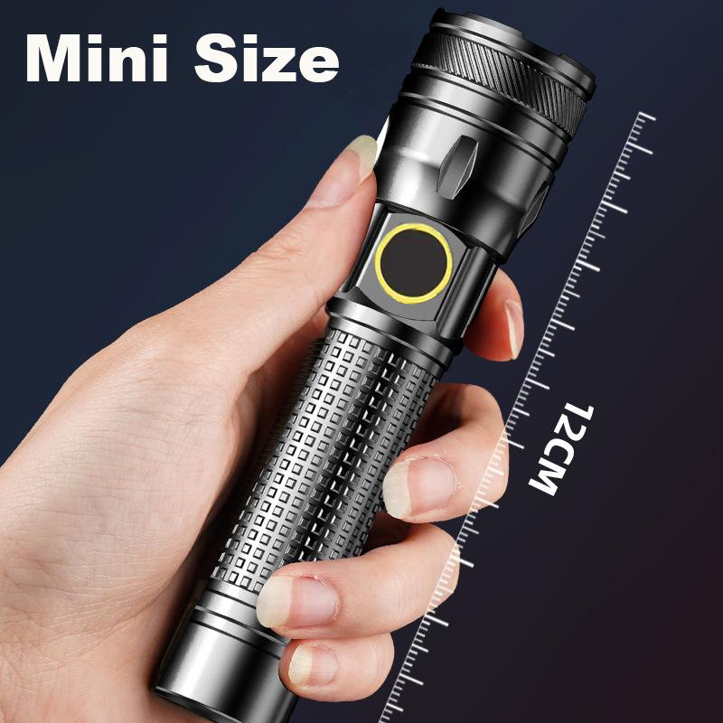 Ultra Bright LED Zoomable Flashlight 3 Lighting Modes TYPE-C Charging Torch with Power Display for Camping Hiking Fishing Emergency Lighting
