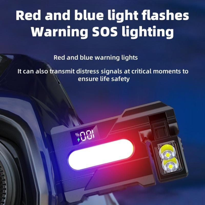 Ultra Bright Multi-functional EDC Work Light with Clip Rechargeable Waterproof Flashlight with Red/Blue COB Side Light for Repair Fishing Emergency
