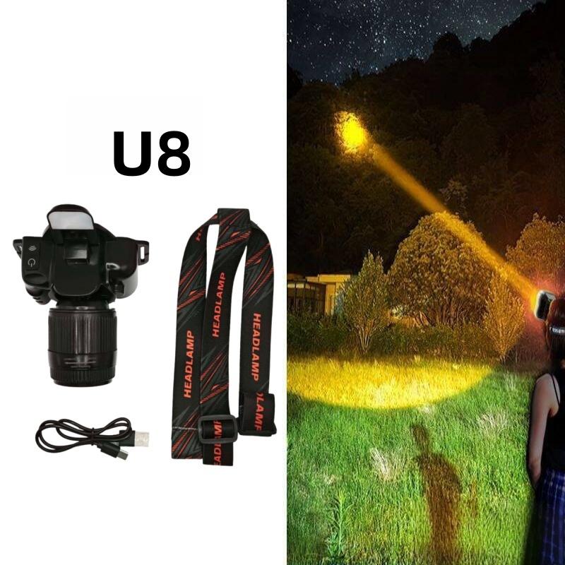 Super Bright LED Headlamp Zoomable White/yellow/blue/red Rechargeable Headlight Suitable for Outdoor Fishing Camping