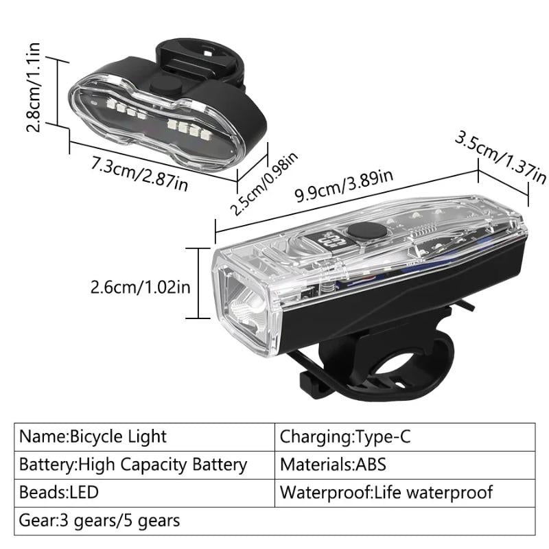 Super Bright LED Rechargeable Bicycle Light Bicycle Tail Light Set with Red/Blue Warning for night cycling safety