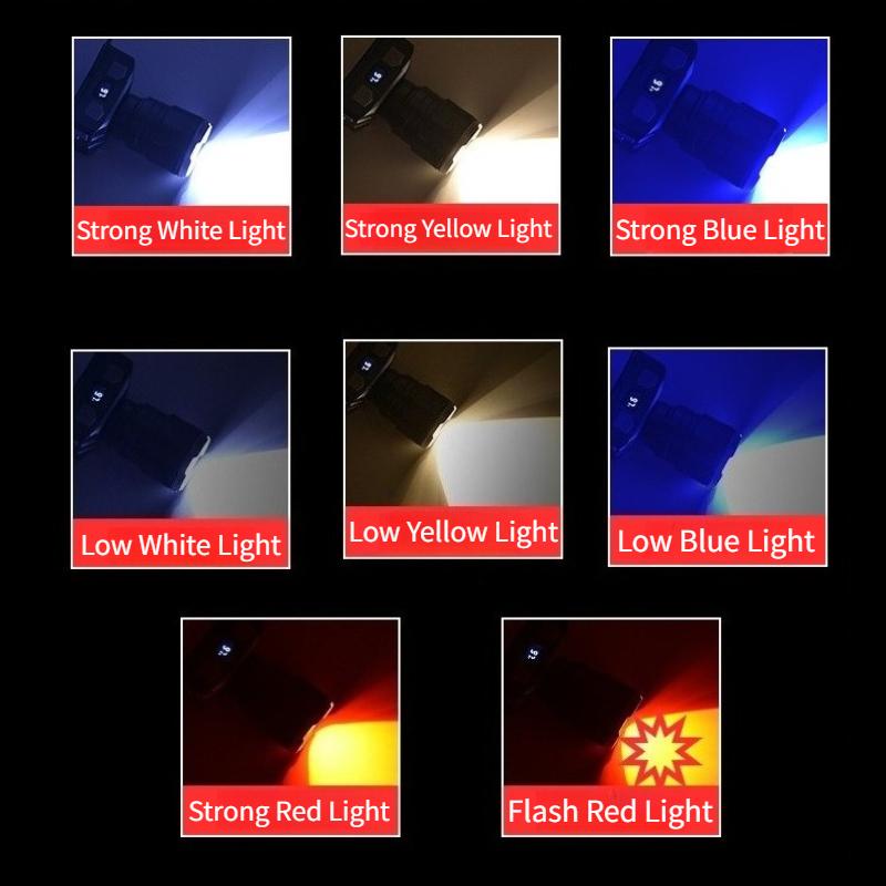 Super Bright LED Rechargeable Headlight 4 Light Sources Zoomable Induction Headlamp with Power Display for Fishing Camping Hiking Cycling