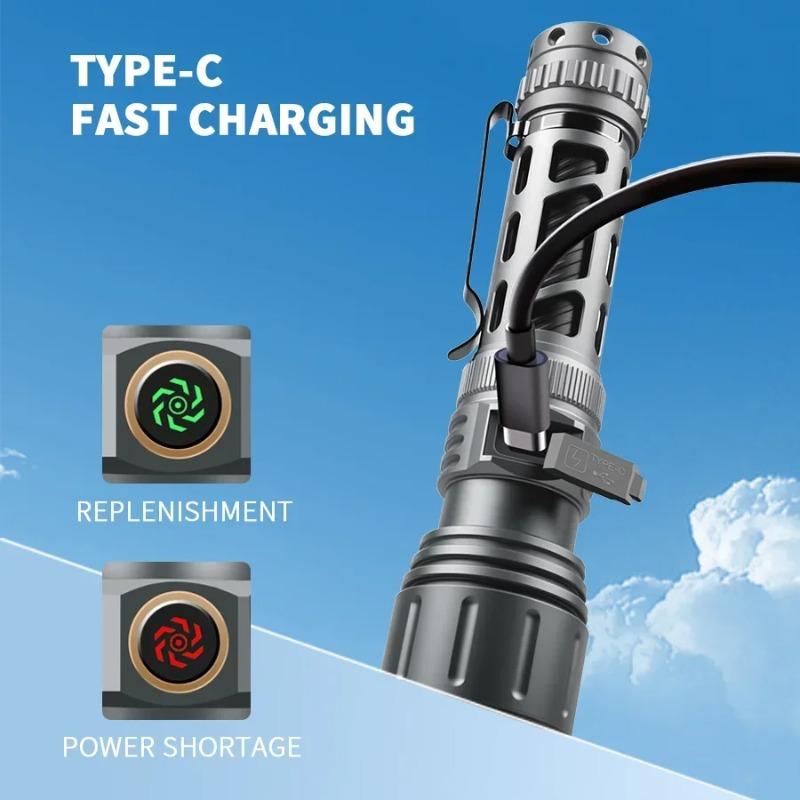 Super Bright LED Zoomable Flashlight 5 Lighting Modes Waterproof Torch with Clip for Outdoor Hiking Fishing Emergency Flashlight 5 Lighting Modes Waterproof Torch with Clip for Outdoor Hiking Fishing Emergency