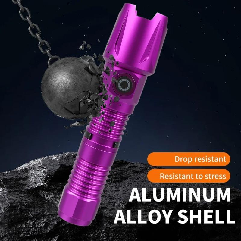 UV Zoomable Aluminum Alloy Flashlight 3 Lighting Modes Camping Ultraviolet Torch with Cap Clip for Pet Stacks Fluorescent Detection