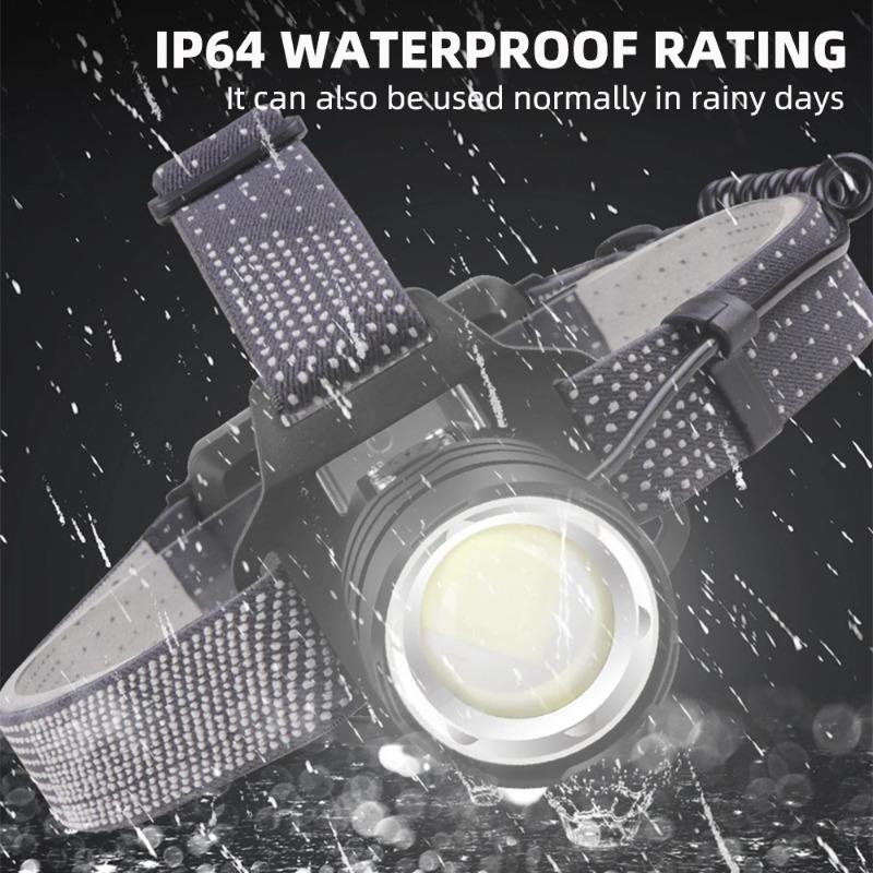Super Bright LED Zoomable Headlight Usb Charge Waterproof Headlamp with 90° Adjustable for Outdoor Camping Running Cycling Repair