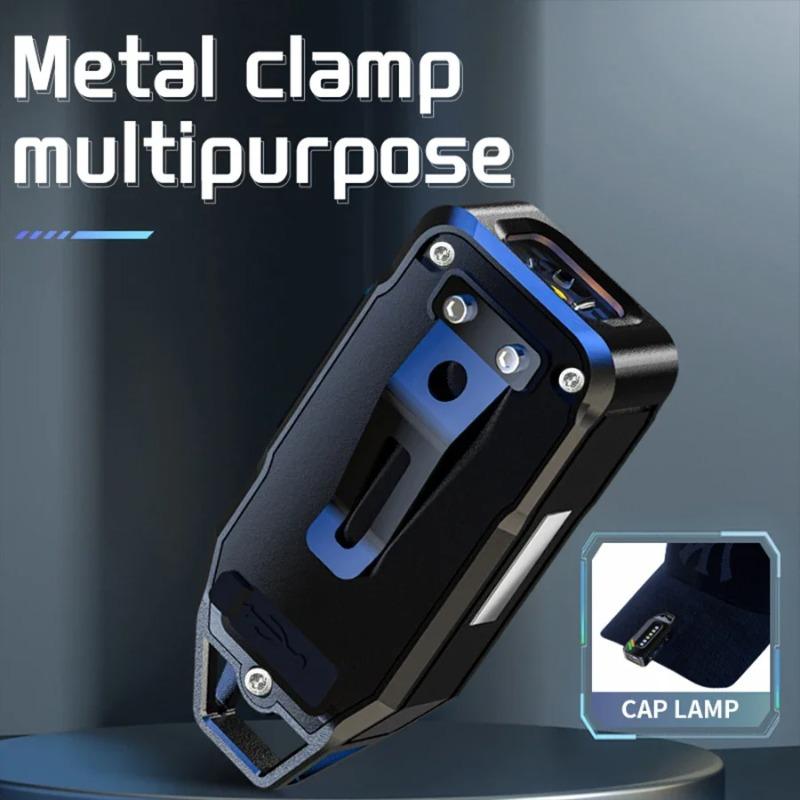 Ultra Bright LED Keychain Flashlight with Cap Clip Rechargeable 9 Lighting Modes EDC Torch with Red/Blue COB Light for Hiking Dog Walking Repairing