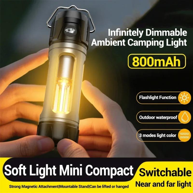 Multifunction Portable Camping Light with Hook Rechargeable Waterproof Camping Lamp with Warm&Cool Light for Outdoor Camping Tent Emergency Hiking
