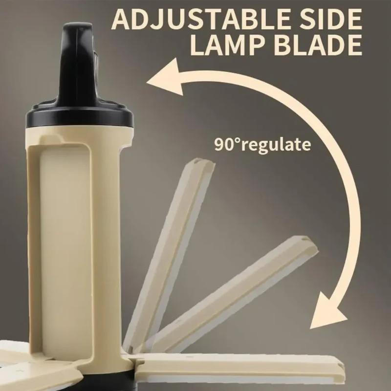 Ultra Bright LED Camping Light with Battery Level Display 6 Lighting Modes Foldable Three-leaf Camping Lamp with Hook for Outdoor Camping Reading Working Fishing