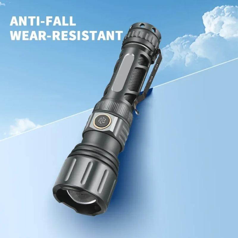 Super Bright LED Zoomable Flashlight 5 Lighting Modes Waterproof Torch with Clip for Outdoor Hiking Fishing Emergency Flashlight 5 Lighting Modes Waterproof Torch with Clip for Outdoor Hiking Fishing Emergency