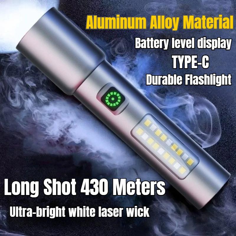 High Powerful Mini LED Zoomable Flashlight 6 Modes Rechargeable Torch with Red&White COB Lights for Camping Hiking Repairs
