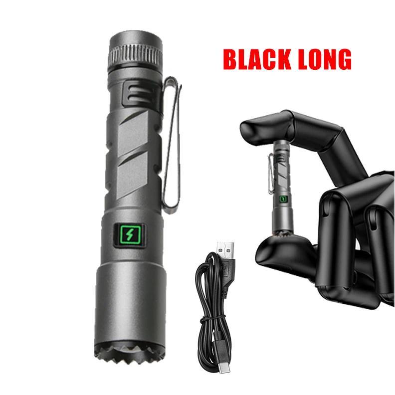 Ultra Bright LED Alloy Flashlight USB charing Waterproof Zoom Torch with Cap Clip for outdoor camping hiking fishing night cycling