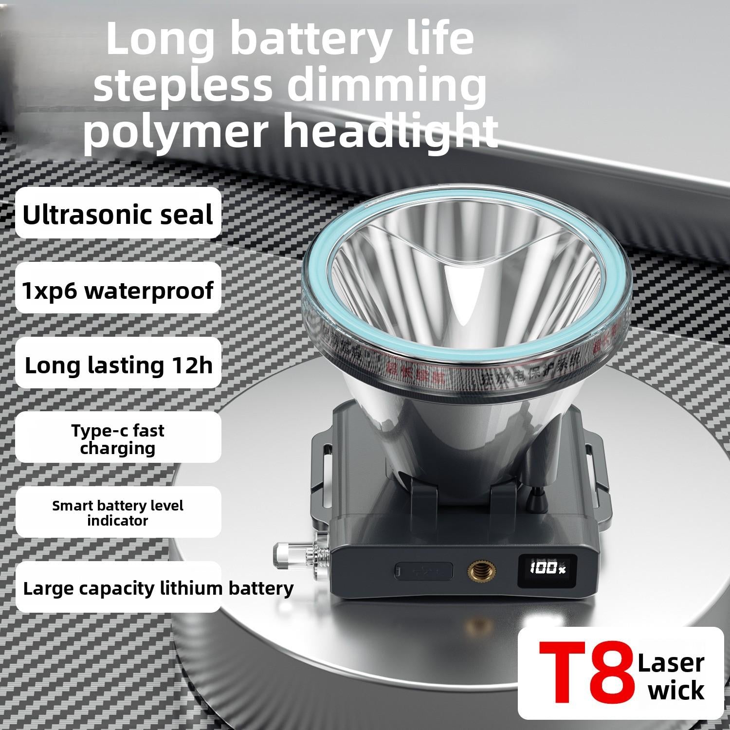 Super Bright LED Induction Headlight Knob Infinitely Dimmable Fixed Focus Headlamp Long Endurance Fishing Light Is Used for Outdoor Camping, Fishing, Hiking, Exploration, Cycling