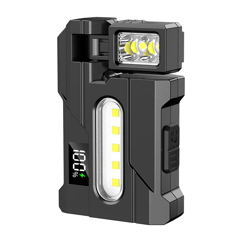 Ultra Bright Multi-functional EDC Work Light with Clip Rechargeable Waterproof Flashlight with Red/Blue COB Side Light for Repair Fishing Emergency
