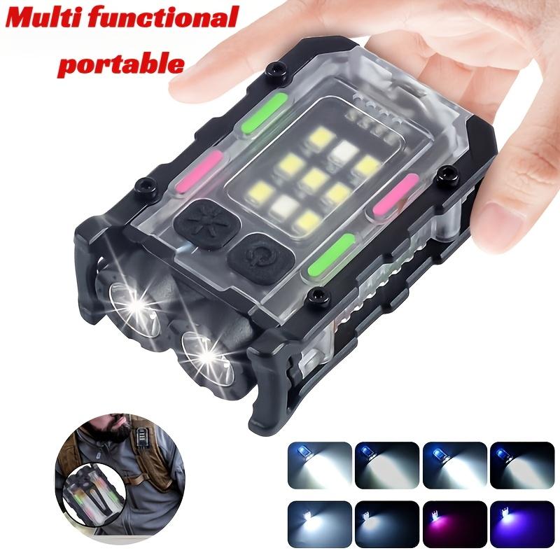 Ultra Bright Multi-functional EDC Work Light with Clip Rechargeable Waterproof Flashlight with Red/Blue COB Side Light for Repair Fishing Emergency