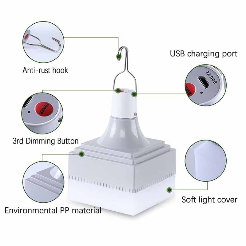 Outdoor Ultra Bright LED Camping Light with Hook 3 Lighting Modes Bulb Handheld Light for Camping Reading Work Portable Lighting