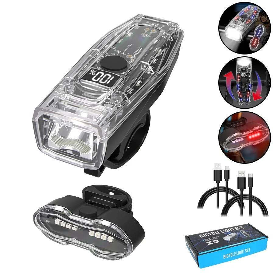 Super Bright LED Rechargeable Bicycle Light Bicycle Tail Light Set with Red/Blue Warning for night cycling safety