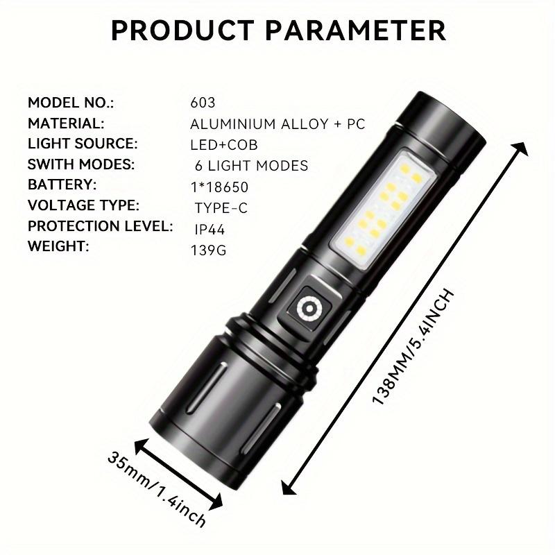 LED Rechargeable Flashlight Multifunctional Outdoor Portable Zoomable Torch for Outdoor Camping Hiking Fishing