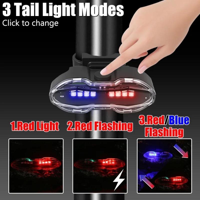 Super Bright LED Rechargeable Bicycle Light Bicycle Tail Light Set with Red/Blue Warning for night cycling safety