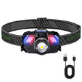 Super Bright Zoomable LED Headlamp with Motion Sensor Waterproof Rechargeable Headlight with Power Indicator for Camping Fishing