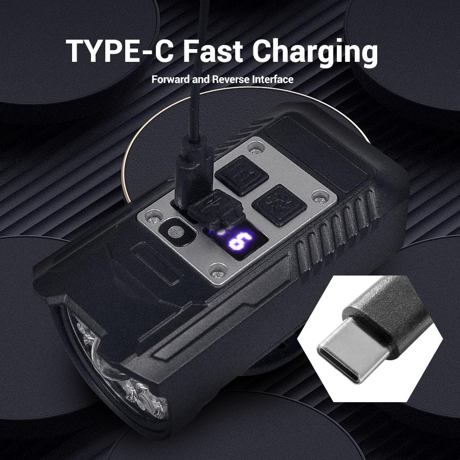 LED Bicycle Front Light Type-C Rechargeable Bicycle Headlight Road Bike Headlamp Easy Install Cycling Accessories Night Riding