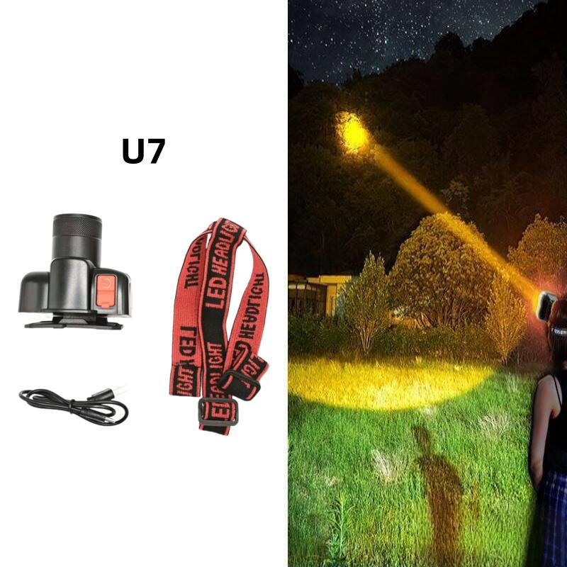 Super Bright LED Headlamp Zoomable White/yellow/blue/red Rechargeable Headlight Suitable for Outdoor Fishing Camping