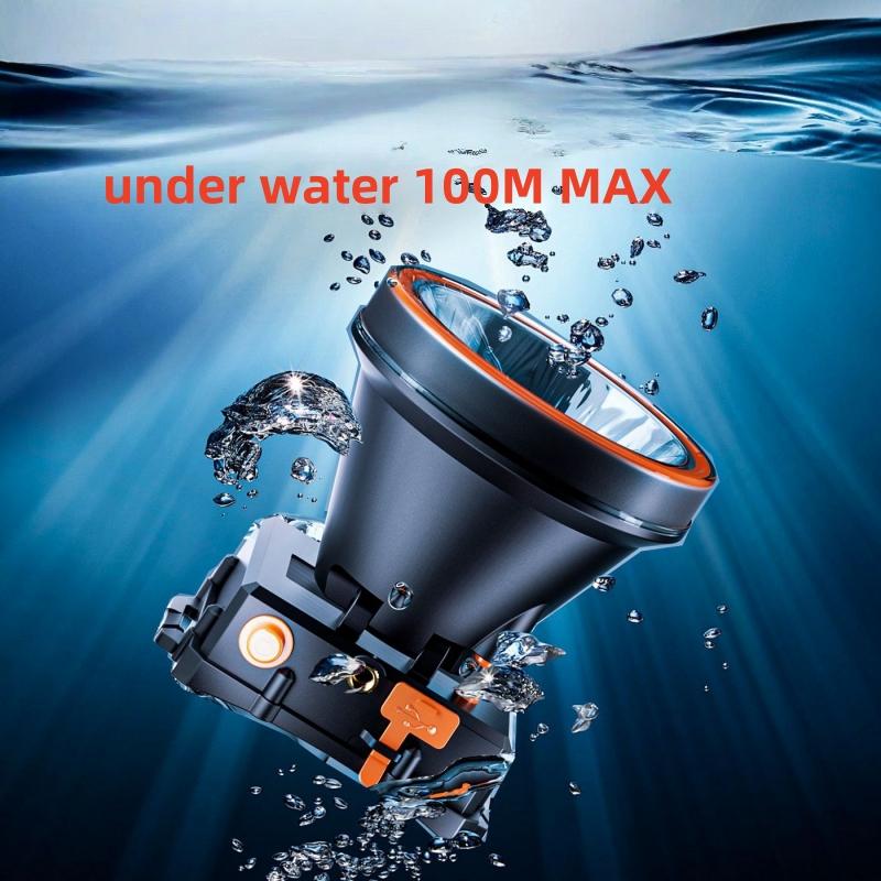 Super Bright LED Diving Headlight Underwater 100 Meters Diving Flashlight Long Endurance Diving Light Is Used for Underwater Photography, Fishing, Camping, and Exploration