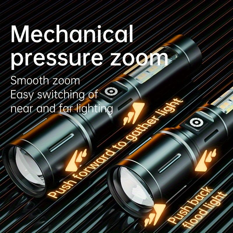LED Rechargeable Flashlight Multifunctional Outdoor Portable Zoomable Torch for Outdoor Camping Hiking Fishing