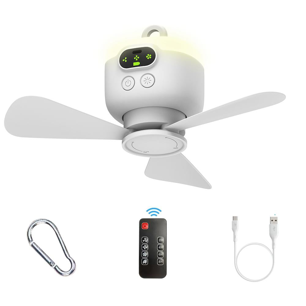 Powerful Ceiling Fan Portable Camping Tent Ceiling Canopy Fan Rechargeable Wireless Fan Air Circulators with Remote Control Light