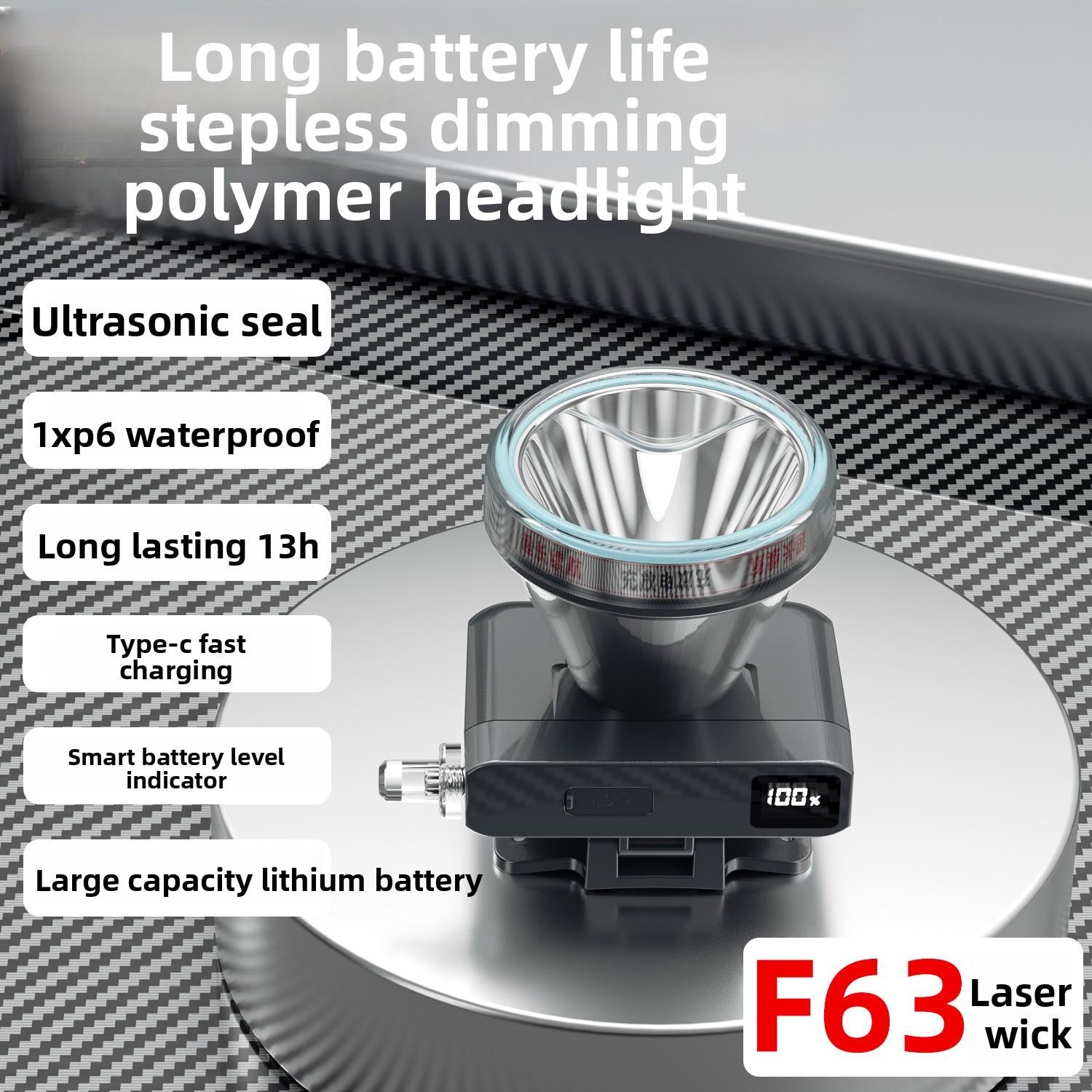 Super Bright LED Induction Headlight Knob Infinitely Dimmable Fixed Focus Headlamp Long Endurance Fishing Light Is Used for Outdoor Camping, Fishing, Hiking, Exploration, Cycling