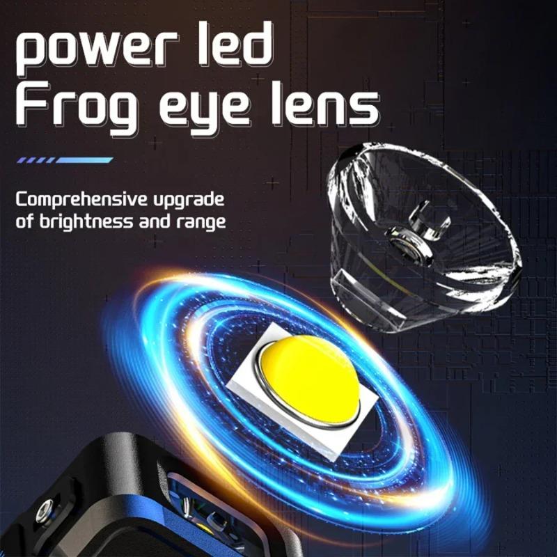 Ultra Bright LED Keychain Flashlight with Cap Clip Rechargeable 9 Lighting Modes EDC Torch with Red/Blue COB Light for Hiking Dog Walking Repairing