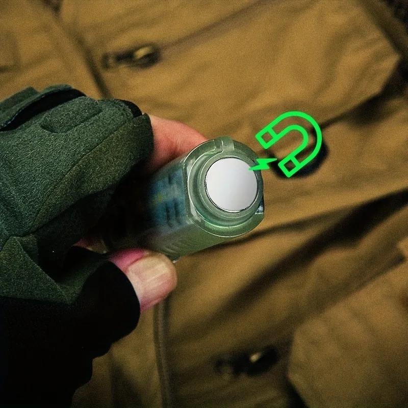 Super Bright Mini LED Flashlight USB Rechargeable Fluorescent Function Purple Light Torch for Outdoor Camping Hiking Fishing