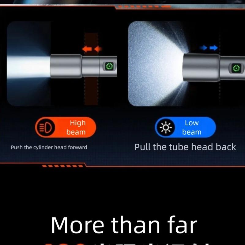 High Powerful Mini LED Zoomable Flashlight 6 Modes Rechargeable Torch with Red&White COB Lights for Camping Hiking Repairs