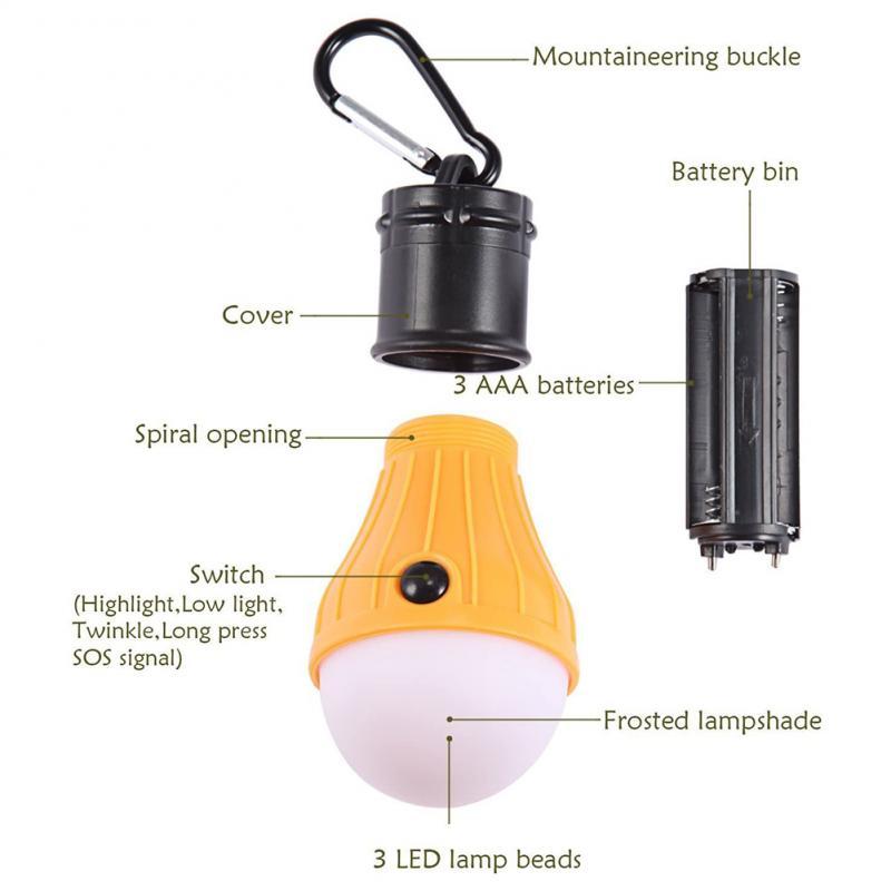 Ultra Bright LED MiNi Camping Light 3 Lighting Modes Portable Camping Lamp with Hook for Outdoor Camping Reading Working Emergency