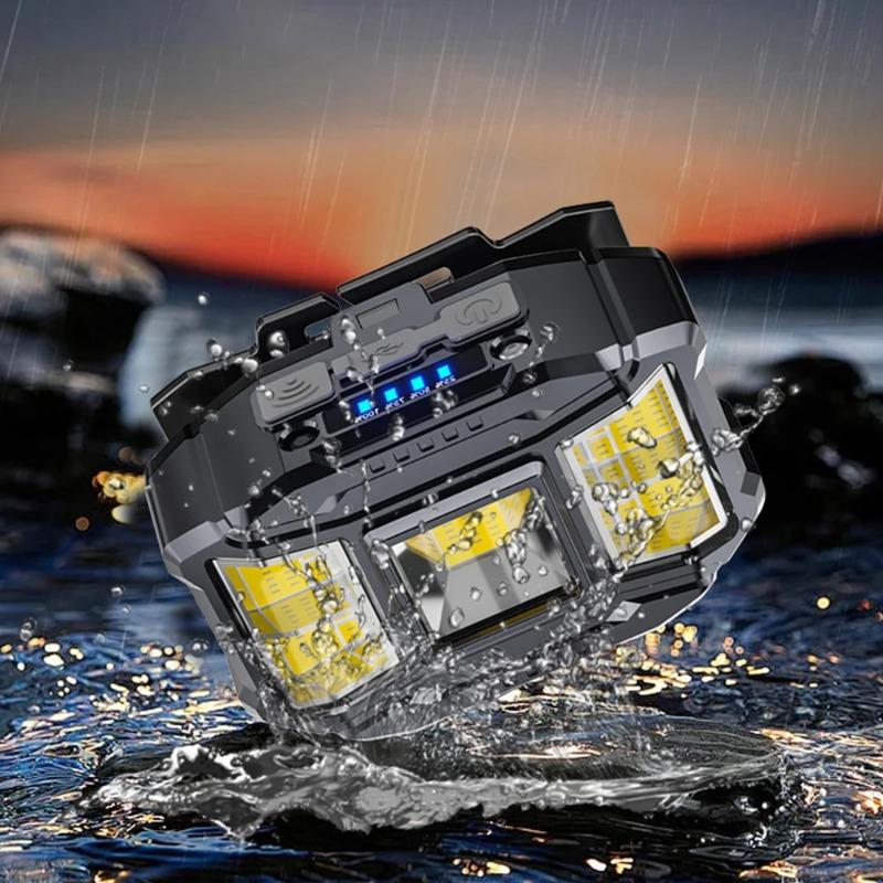 Ultra Bright Cob Red/White Flood Headlight with 90° Adjustable Multifunction 5 Lighting Modes Rechargeable Headlamp with Hand Wave Sensing for Outdoor Camping Fishing Hiking Cycling