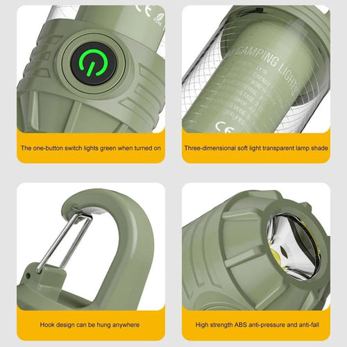 LED Retro Camping Light Type-C Charging Emergency Flashlight Outdoor Lighting Camp Atmosphere Hanging Light