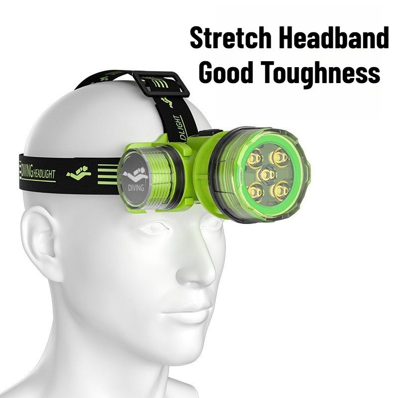 Super Bright LED Diving Headlight Type-c Charging Underwater IPX8 Waterproof Headlamp with 90° Adjustable for Diving Fishing Photography