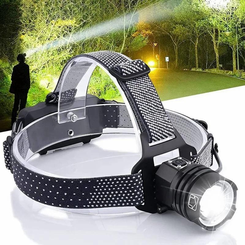 Super Bright LED Zoomable Headlight Usb Charge Waterproof Headlamp with 90° Adjustable for Outdoor Camping Running Cycling Repair