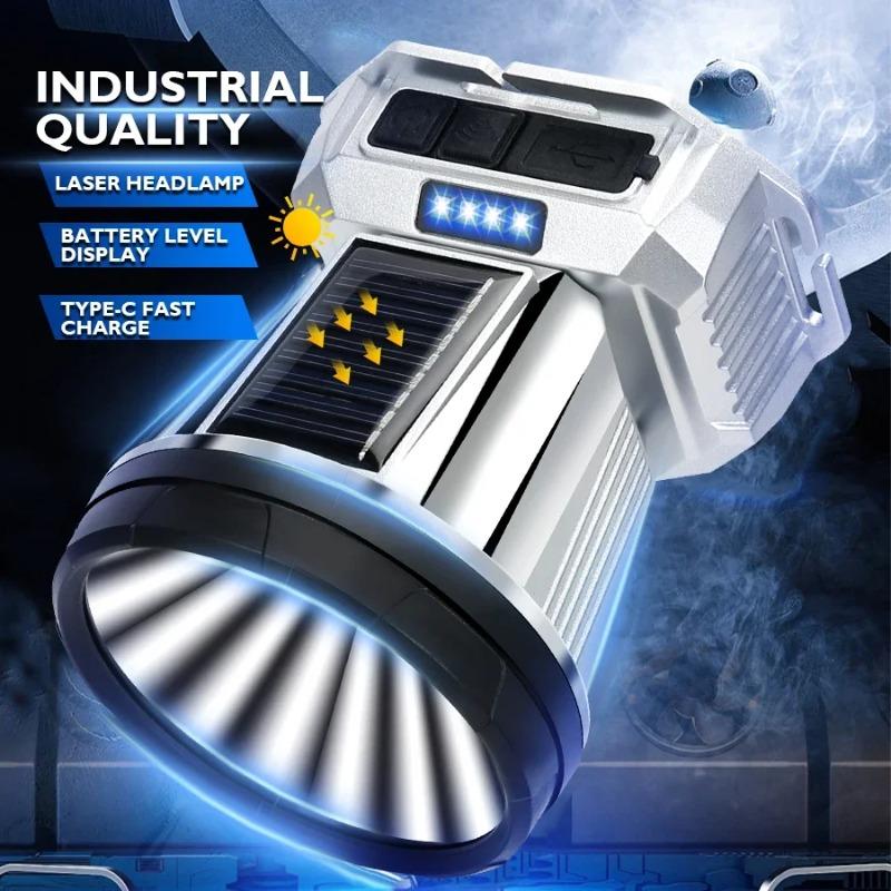 (10 Years Warranty) Ultra Bright LED Induction Headlight 6 Lighting Modes Solar Rechargeable Headlamp with Power Display for Fishing Cycling Mountaineering Adventuring