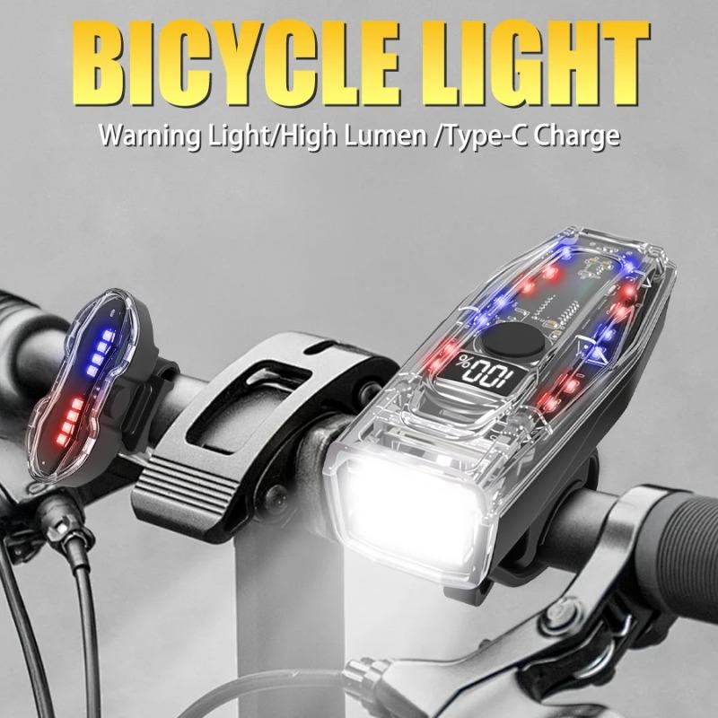 Super Bright LED Rechargeable Bicycle Light Bicycle Tail Light Set with Red/Blue Warning for night cycling safety