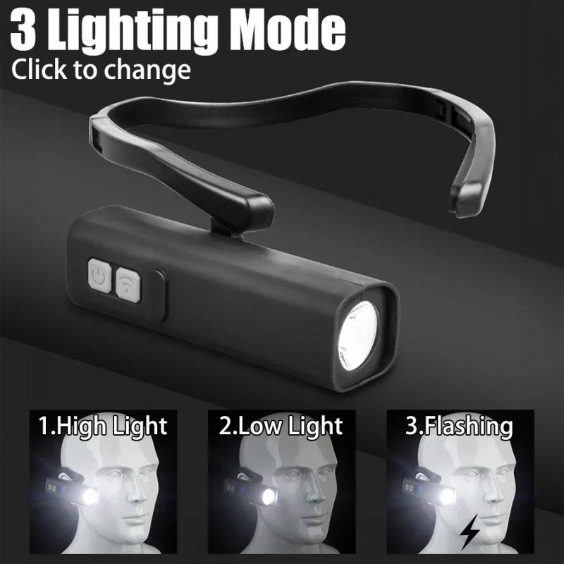 Super Bright Sensor LED Headlamp Type-C Rechargeable Portable Ear Headlight for Outdoor Camping Fishing Hiking Cycling