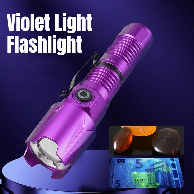 Ultra Bright UV Flashlight 3 Lighting Modes Rechargeable Torch for Pet Urine Detection and Resin Curing