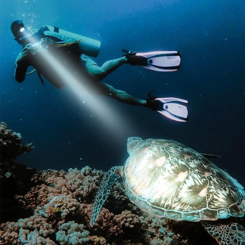 Super Bright LED Diving Headlight Type-c Charging Underwater IPX8 Waterproof Headlamp with 90° Adjustable for Diving Fishing Photography