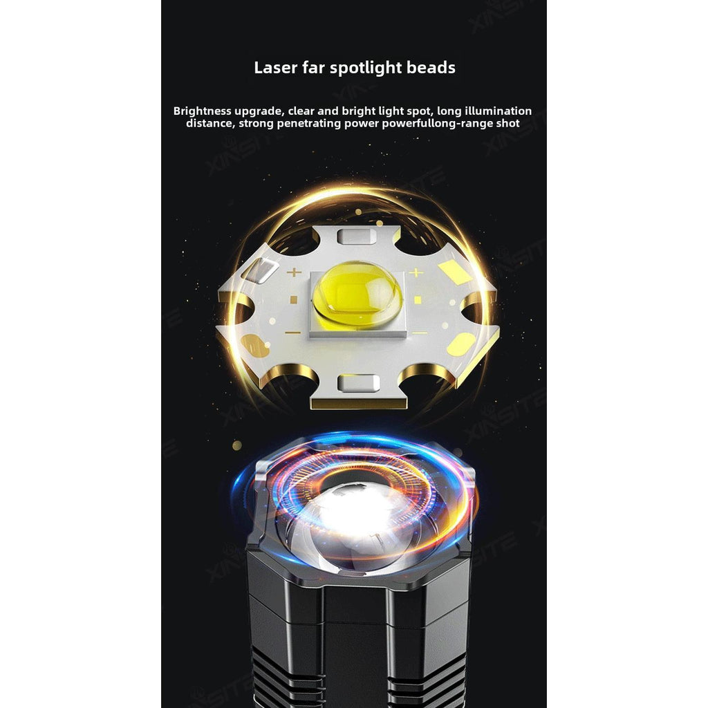 USB Charging Super Bright LED Flashlight 3 Mode Zoom torch with Digital Power Display for outdoor camping fishing hiking cycling