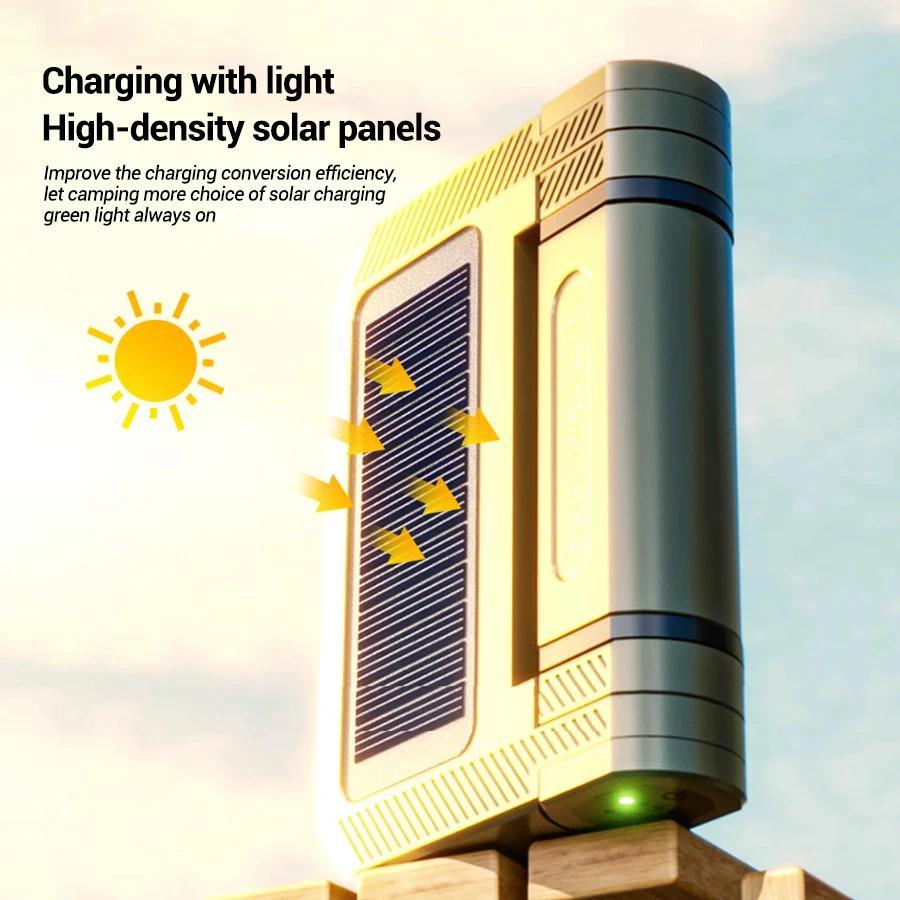 Ultra Bright LED Hanging Camping Light  Multifunction Solar Charging Foldable Waterproof Tent Lantern with Battery Level Display for Outdoor Camping Hiking Maintenance