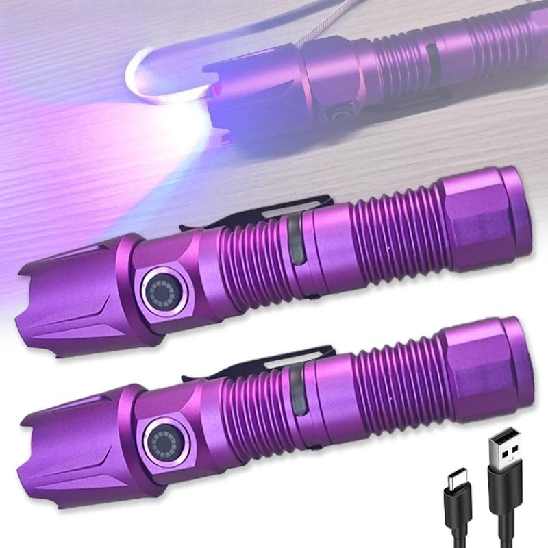 Ultra Bright UV Flashlight 3 Lighting Modes Rechargeable Torch for Pet Urine Detection and Resin Curing