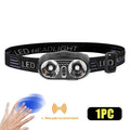 1PCS Powerful LED Sensor Headlamp USB Rechargeable Headlight for Outdoor Camping Fishing Hiking Cycling Night Work