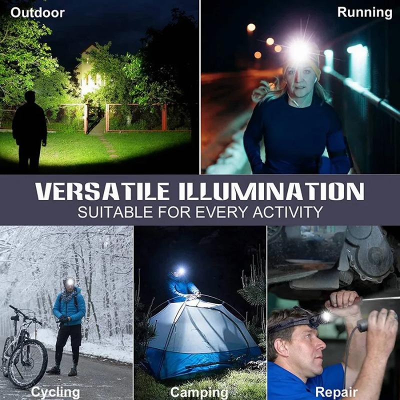 Super Bright LED Zoomable Headlight Usb Charge Waterproof Headlamp with 90° Adjustable for Outdoor Camping Running Cycling Repair