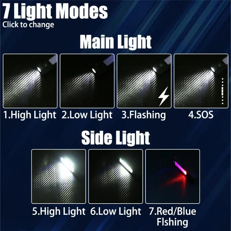 Super Bright LED Ear Clip Headlight 7 Lighting Modes Rechargeable Waterproof Ear Clip Headlamp with Red/Blue COB Side Light for Outdoor Fishing Hiking Running Cycling