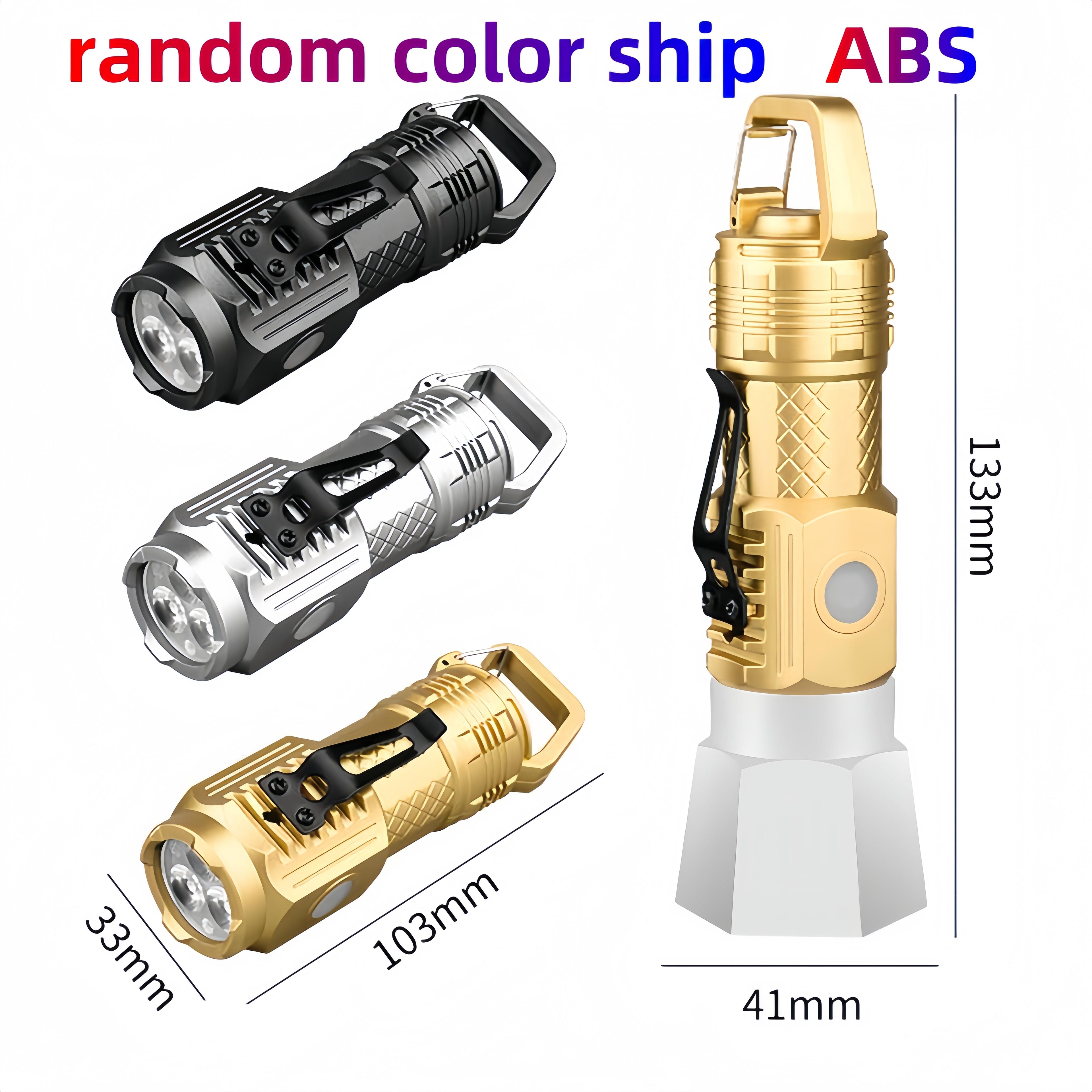 Super Bright 3LED Flashlight with Cap clips USB Recharge Mini Torch with COB Side Light Car Repair Working Lights for Outdoor Camping Hiking Fishing Cycling