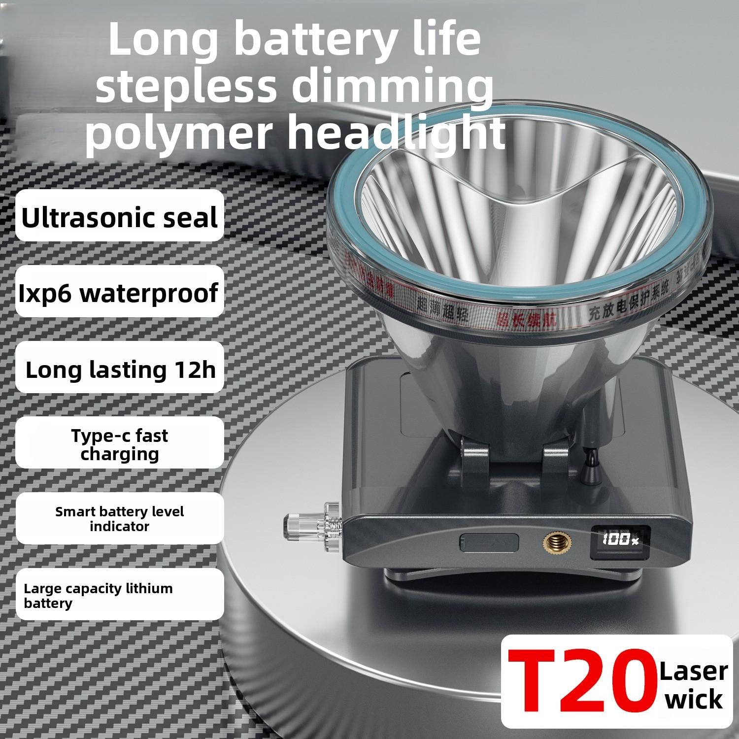 Super Bright LED Induction Headlight Knob Infinitely Dimmable Fixed Focus Headlamp Long Endurance Fishing Light Is Used for Outdoor Camping, Fishing, Hiking, Exploration, Cycling