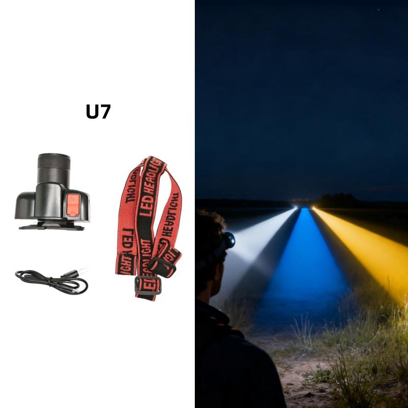 Super Bright LED Headlamp Zoomable White/yellow/blue/red Rechargeable Headlight Suitable for Outdoor Fishing Camping
